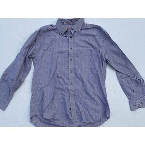 Alan Flusser Shirt Mens L Purple Plaid Button Down Long Floral Sleeve Preppy